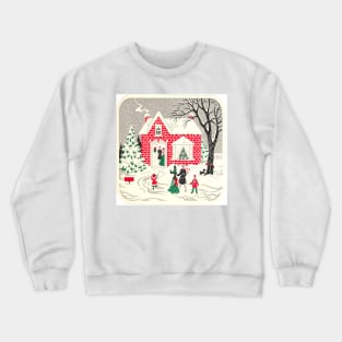 1980s primitive cottage village country christmas winter wonderland Crewneck Sweatshirt